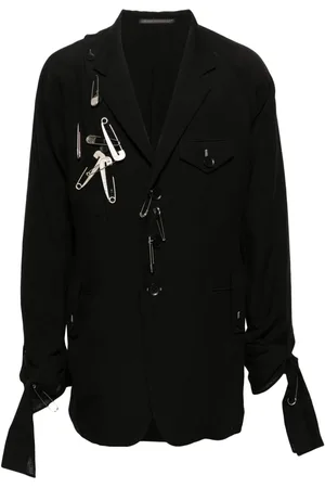 YOHJI YAMAMOTO Blazer i hør med sikkerhedsnål-udsmykning