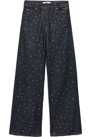 Msgm Jeans med brede ben og rhinstenudsmykning