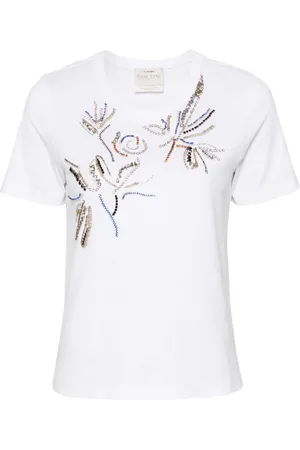 FORTE FORTE T-shirt med perleudsmykning