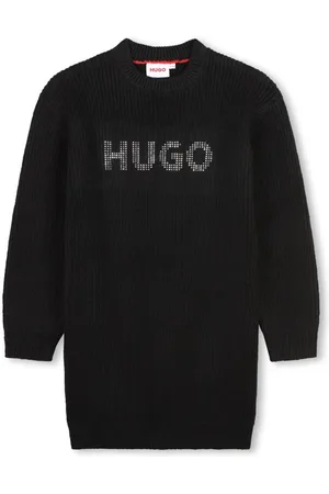 HUGO BOSS Kort strikket kjole med logonitter