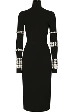 Dolce & Gabbana Midi KIM DOLCE&GABBANA kjole med perleudsmykning og Milano-rib