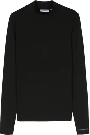 Calvin Klein Finribbet top med høj hals