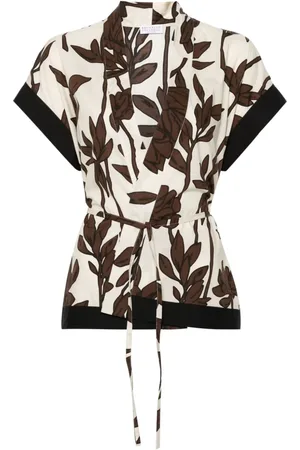 Brunello Cucinelli Bluse med bladtryk