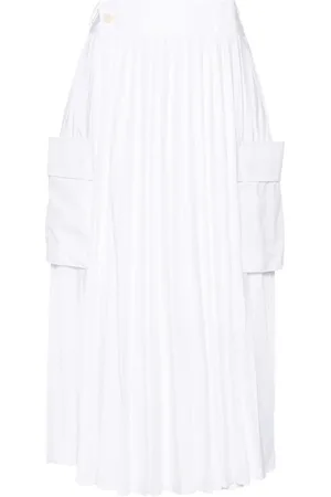 SACAI X Thomas Mason plisseret nederdel i bomuldspoplin