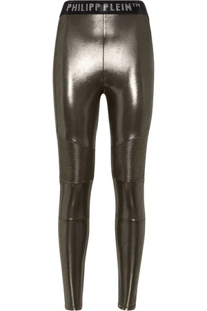 Philipp Plein Leggings i lamé med logobånd i taljen