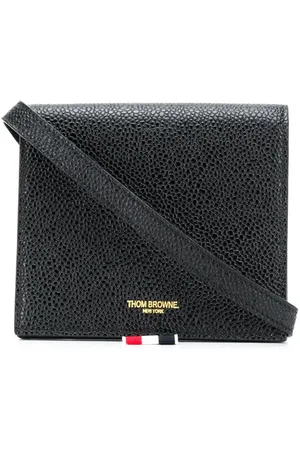 Thom Browne Crossbody-kortholder i nopret kalveskind