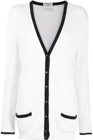 CHANEL Cardigan med V-hals og CC-knapper fra 1996