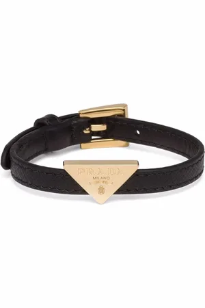 Prada Armbånd i læder med trekantet logo