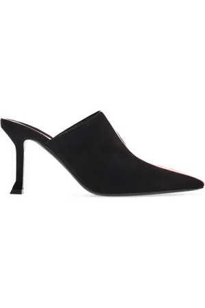 Salvatore Ferragamo 85 mm mules i ruskind med stribedetalje