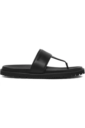 VERSACE Logoprægede sandaler i læder