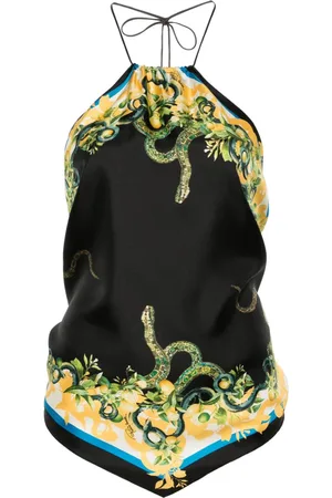 Roberto Cavalli Top med halterneck og slangetryk