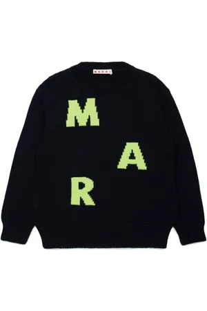 Marni Trøje med intarsia-logo og rund hals