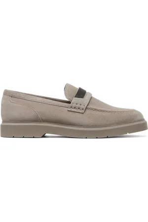 Brunello Cucinelli Loafers i ruskind med krystaludsmykninger
