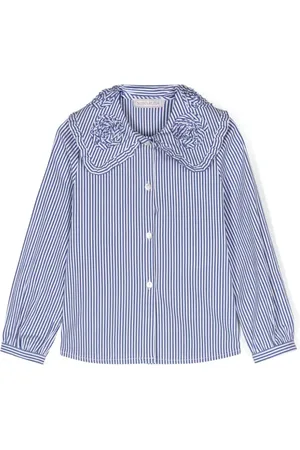 MONNALISA Stribet poplin-skjorte med frynse