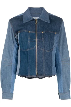 Marine Serre Denimjakke med paneler