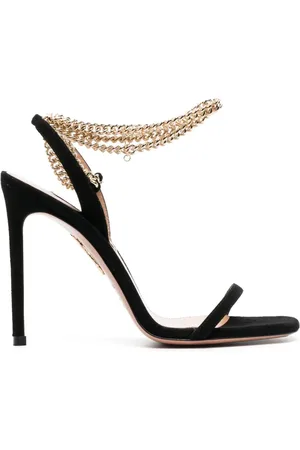 Aquazzura 116mm pumps i ruskind med kædedetalje