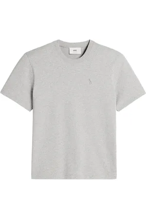 Ami T-shirt med logo-broderi og ribbet hals