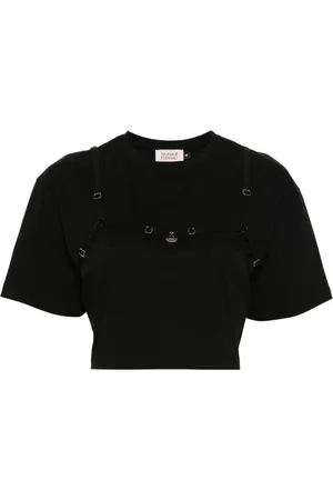 MURMUR Cropped skjorte med strop-detalje