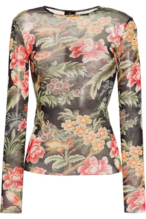 Etro Halvgennemsigtig blomstret top