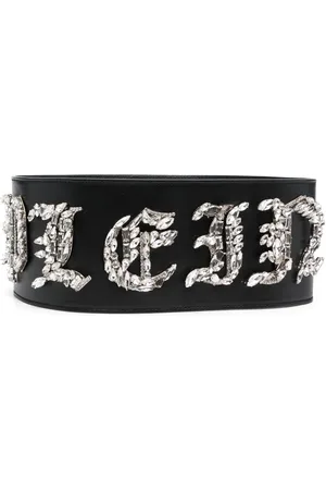 Philipp Plein Logoudsmykket bælte i læder