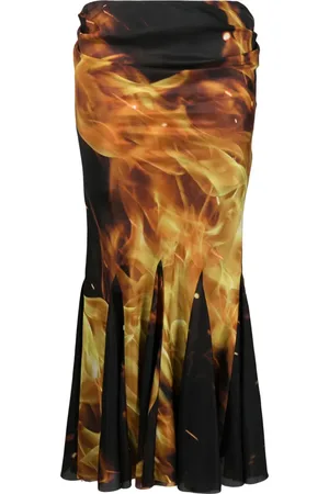 Balmain Mellemlang draperet nederdel med flammetryk