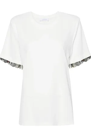 Paco rabanne T-shirt i crepe med pailletudsmykning