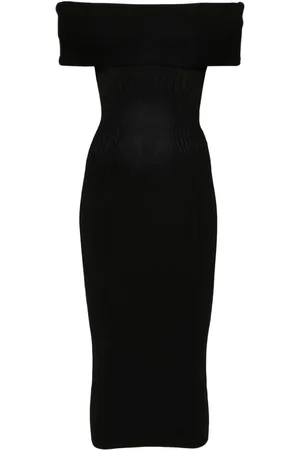 MUGLER Strikkjole med off-the-shoulder-snit