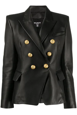 Balmain Læderjakke med knapper