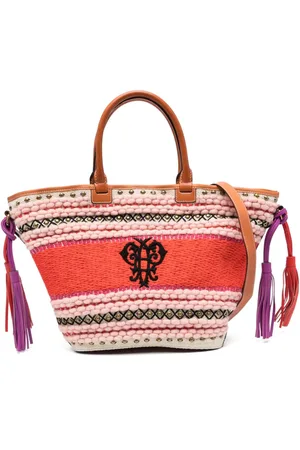 Puccini Stribet tote med broderet logo