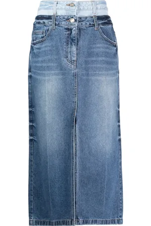 JUUN.J Lang denimnederdel med dobbelt talje
