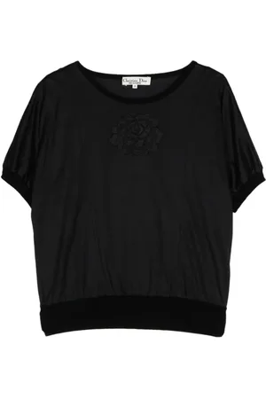 Dior T-shirt med blomsterbroderi
