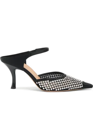 MALONE SOULIERS Krystaludsmykkede Vega mules i satin