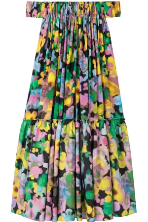 AZ FACTORY Mellemlang kjole med blomstertryk og off-shoulder-snit