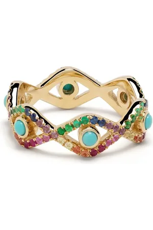 Sydney Evan Rainbow Evil Eye Eternity ring i 14 karat guld med flere sten