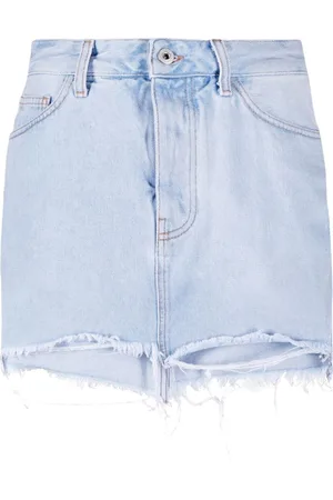 OFF-WHITE Kort denimnederdel med slitageeffekt