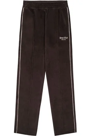 Sporty & Rich Joggingbukser i velour med skrift-logo
