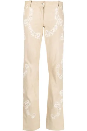 Dolce & Gabbana Ruskindsbukser med hæklet detalje fra 1990