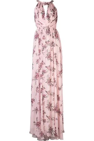 Marchesa Notte Kjole med halterneck og blomster-tryk