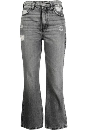 Frame Cropped jeans med høj talje og slitageeffekt