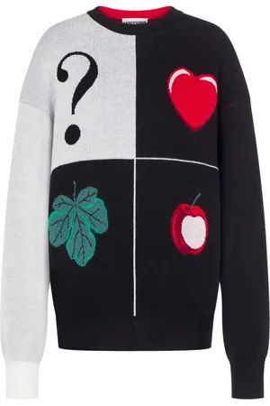 Moschino Intarsiastrikket trøje med grafisk mønster