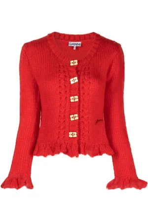 Ganni Mohair cardigan med sommerfugleknapper