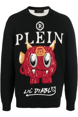 Philipp Plein Trøje med rund hals og broderet motiv