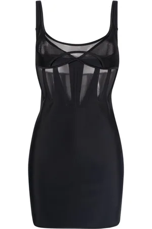 MUGLER Kort kjole i korset-stil og mesh