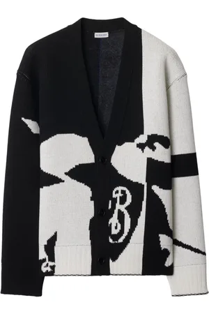 Burberry Cardigan i kashmir med EKD-intarsiastrik