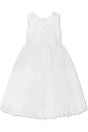 Sarah Louise ærmeløs kjole med svaj og broderi