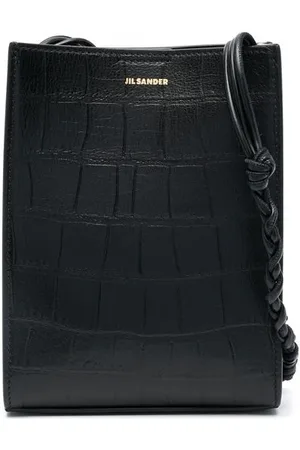 Jil Sander Croco-skuldertaske med præget logo