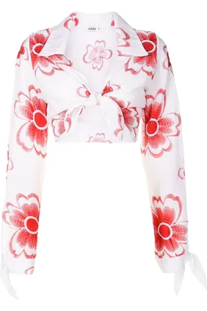 AMIR SLAMA Cropped skjorte med blomster-broderi