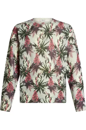 Etro Intarsiastrikket blomstret trøje