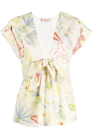 Twin-Set Blomstret bluse med korte ærmer