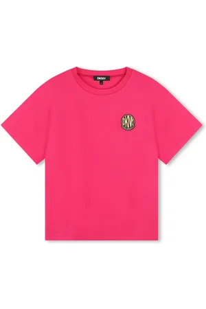 DKNY T-shirt i bomuld med logoapplikation